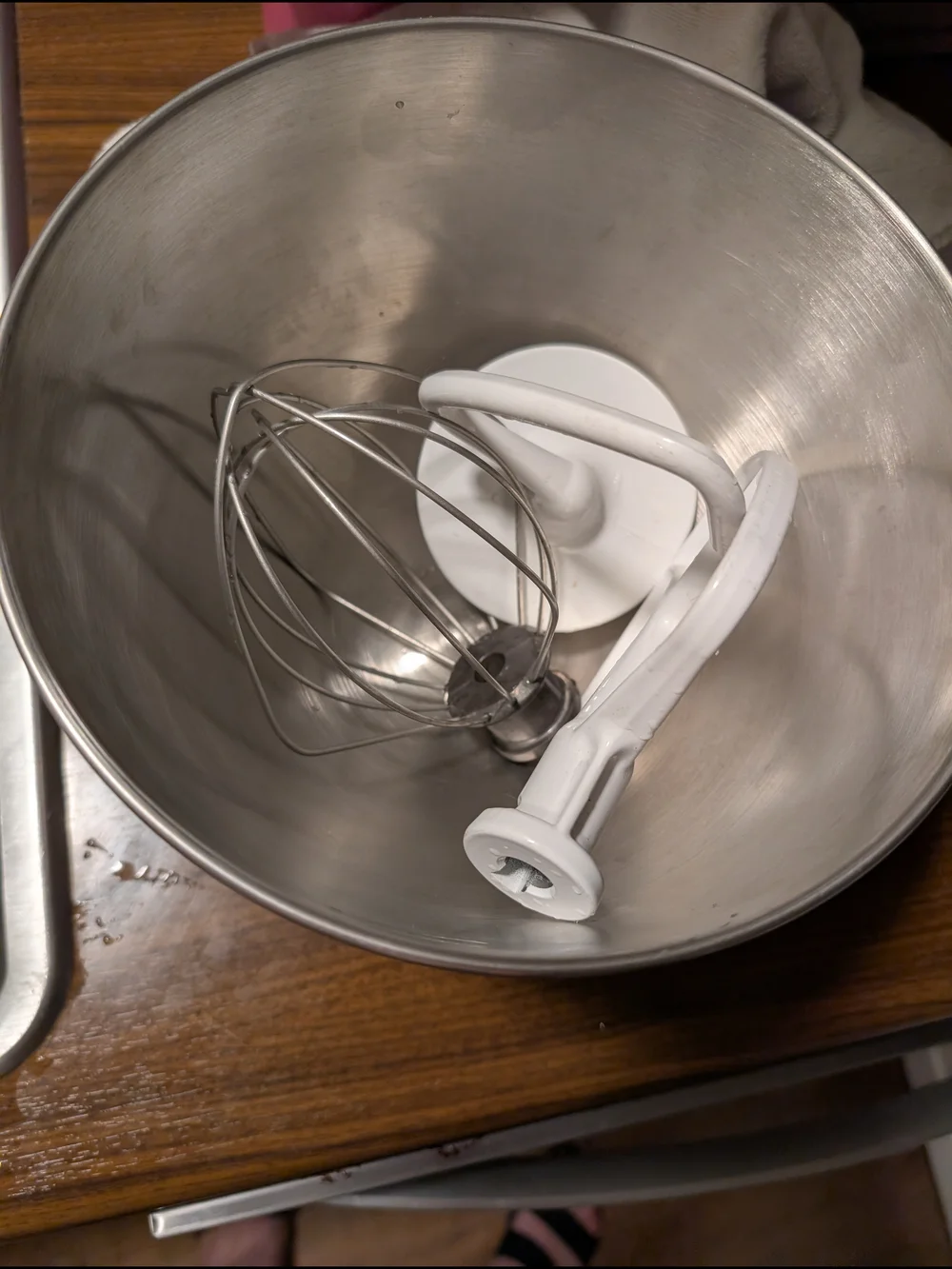 KitchenAid Stainless Steel Mixing Bowl with White Whisk & Dough Hook